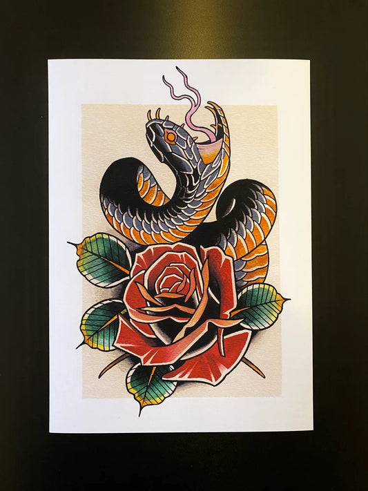 Snake and rose Print